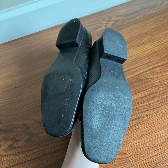 Talbots Black‎ Genuine Leather Kitten Block Heel Flats with Bow Size 6.5 - Picture 4 of 4